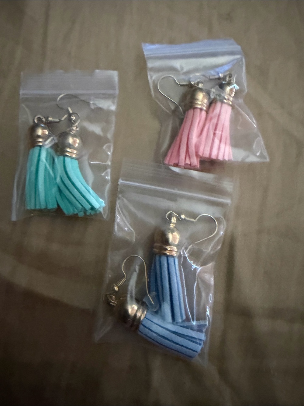 Tassel Drop Earrings - Pink, Blue, Mint